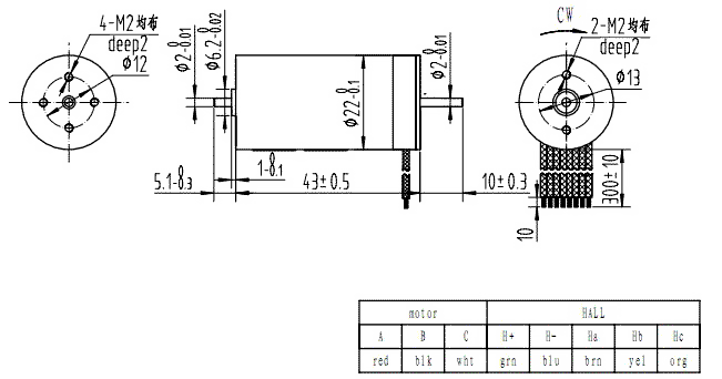 22mmCorelessBLDCmotor-Size