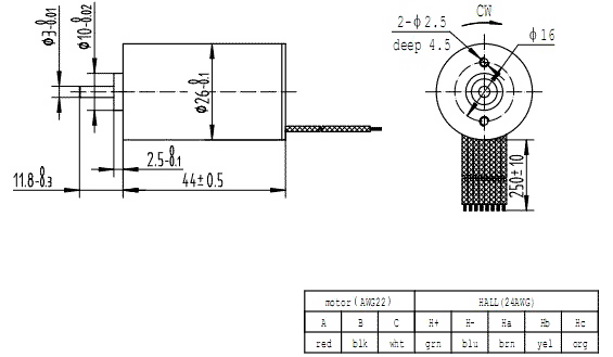 26mmCorelessBLDCmotor-Size