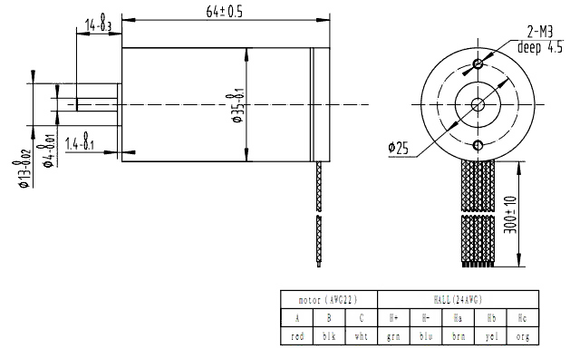 35mmCorelessBLDCmotor-Size